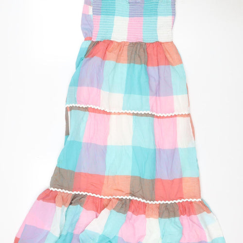 Lipsy London Women Multicoloured UK 8 Maxi Long Cotton Check Sundress