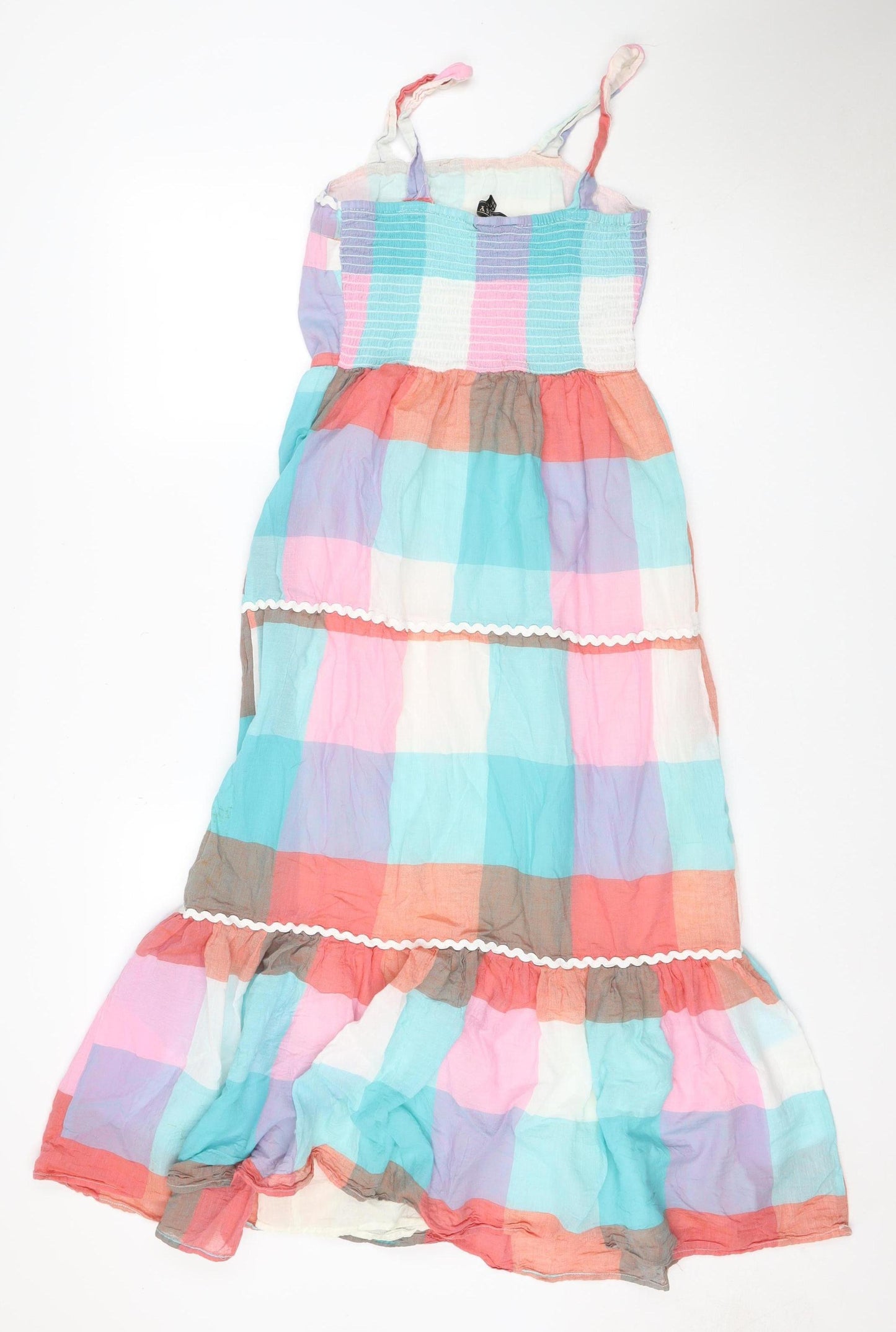 Lipsy London Women Multicoloured UK 8 Maxi Long Cotton Check Sundress