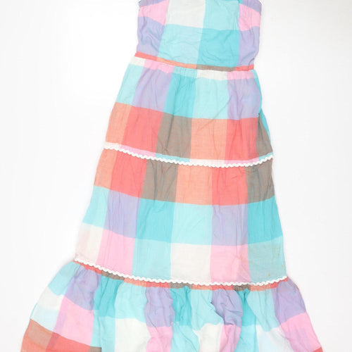 Lipsy London Women Multicoloured UK 8 Maxi Long Cotton Check Sundress