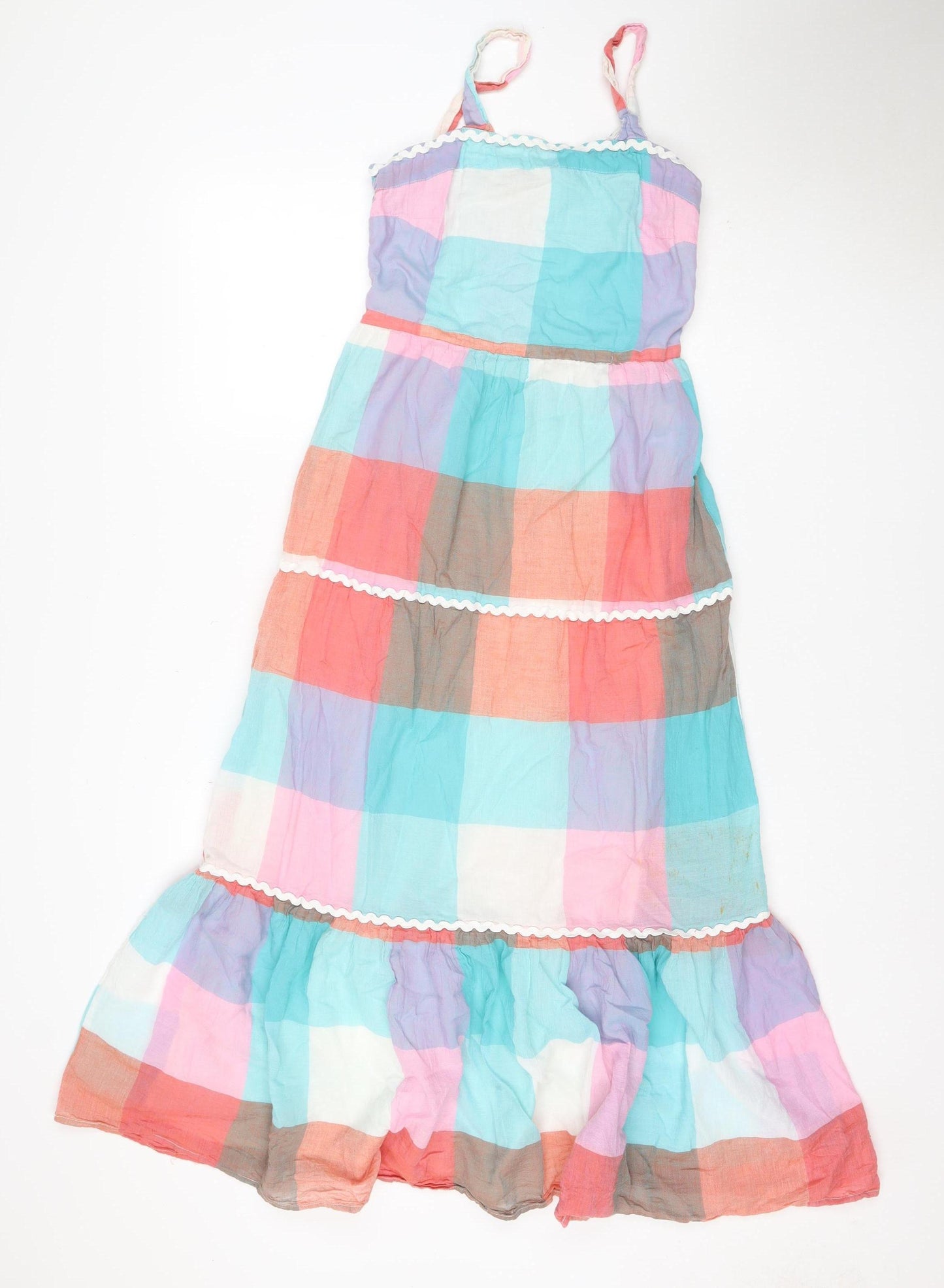 Lipsy London Women Multicoloured UK 8 Maxi Long Cotton Check Sundress