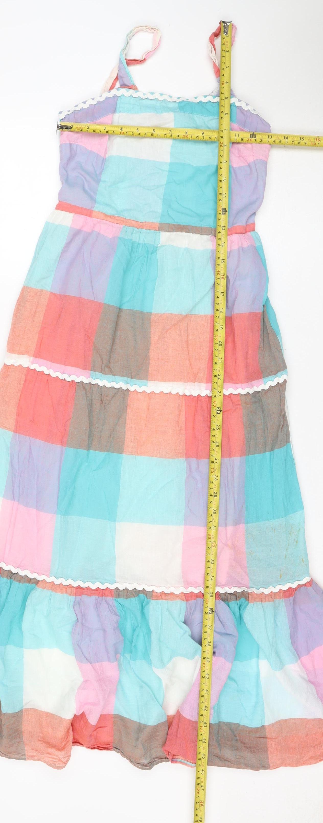 Lipsy London Women Multicoloured UK 8 Maxi Long Cotton Check Sundress