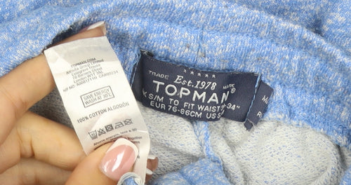Topman Men’s Blue S Sweat Shorts Drawstring Cotton Pockets