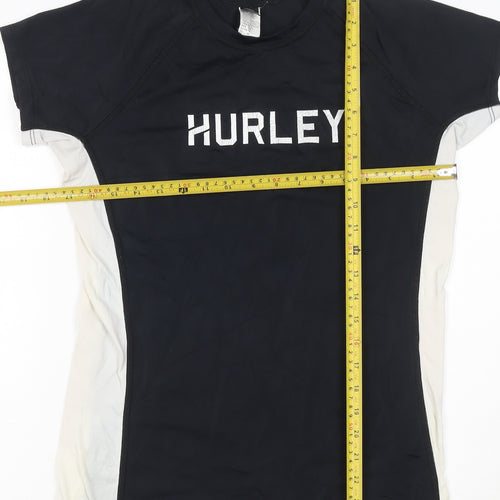 Hurley Women’s Black White UK 16 Athletic Logo T-Shirt Gym Top