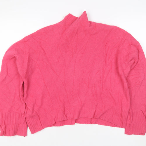 Whistles Women Pink Size S 100% Wool Mock Neck Knit Pullover Jumper