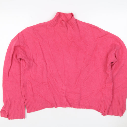 Whistles Women Pink Size S 100% Wool Mock Neck Knit Pullover Jumper