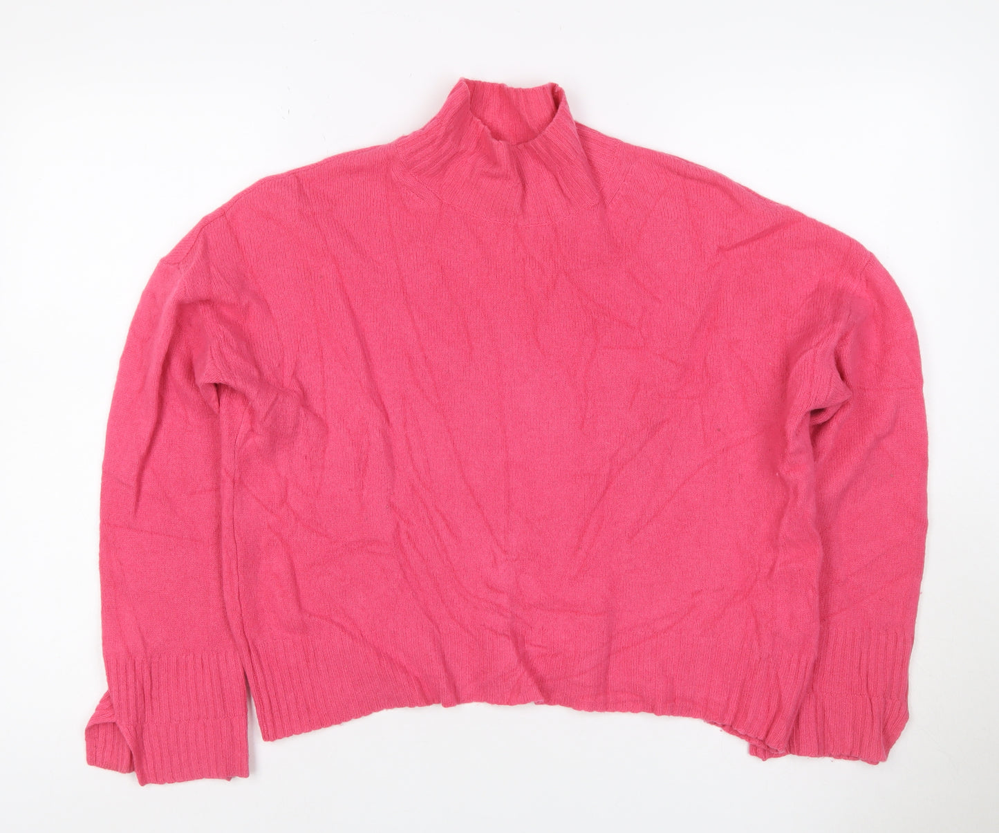Whistles Women Pink Size S 100% Wool Mock Neck Knit Pullover Jumper