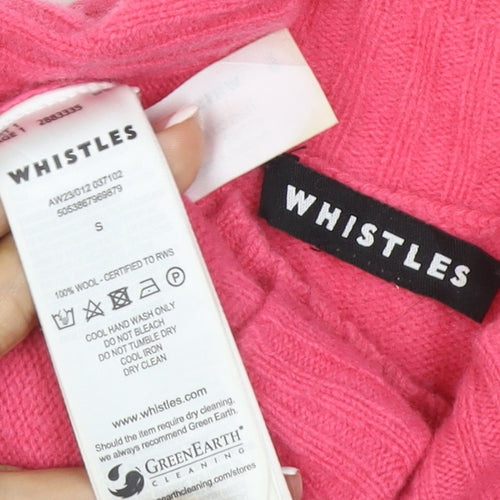 Whistles Women Pink Size S 100% Wool Mock Neck Knit Pullover Jumper