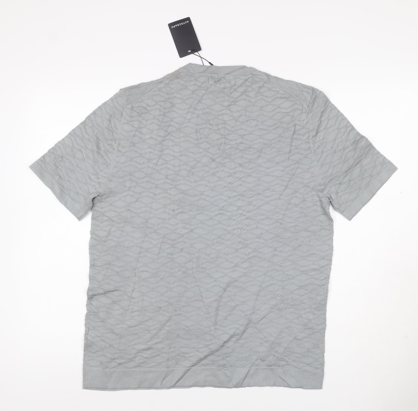 Marks & Spencer Men's Grey M Mercerised Cotton Rich Textured Knit T-Shirt