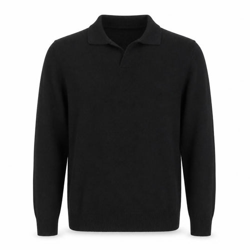 Autograph Men’s Black Cotton Cashmere Collared Pullover Jumper Size S
