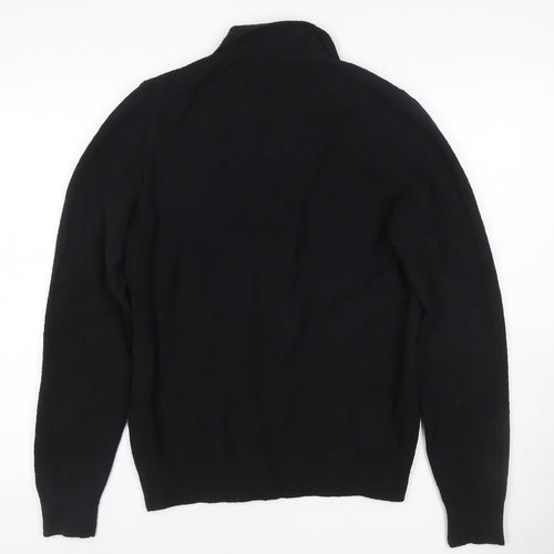 Autograph Men’s Black Cotton Cashmere Collared Pullover Jumper Size S