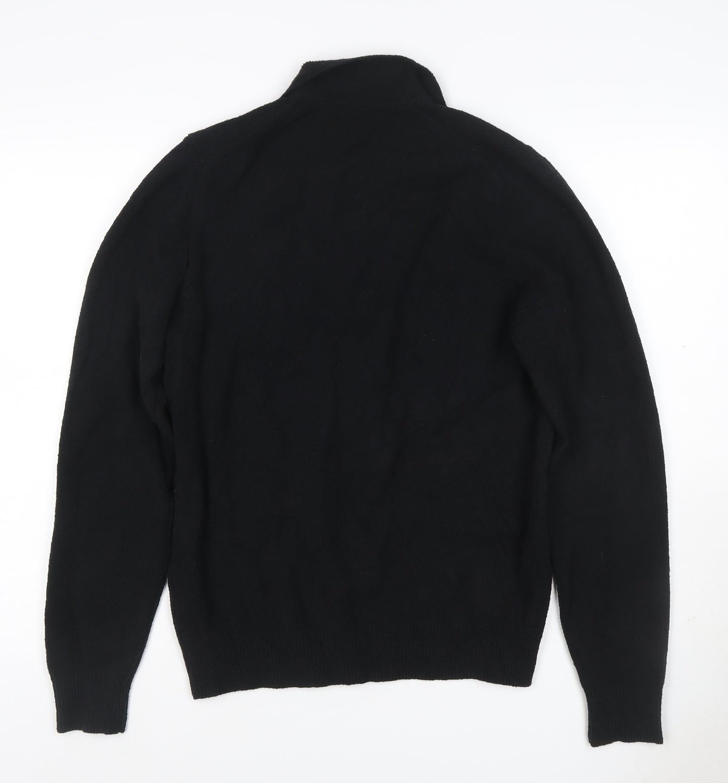 Autograph Men’s Black Cotton Cashmere Collared Pullover Jumper Size S