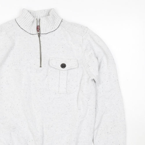 Next Men’s Ivory S 1/2 Zip High Neck Knit Jumper Pocket