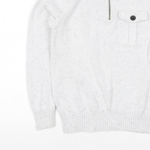 Next Men’s Ivory S 1/2 Zip High Neck Knit Jumper Pocket