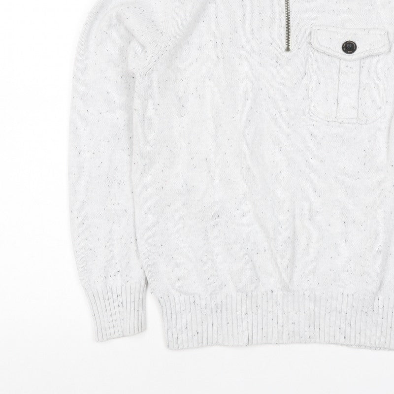 Next Men’s Ivory S 1/2 Zip High Neck Knit Jumper Pocket