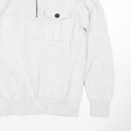 Next Men’s Ivory S 1/2 Zip High Neck Knit Jumper Pocket