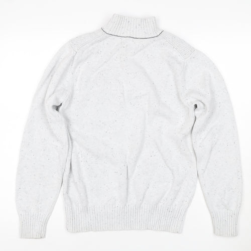 Next Men’s Ivory S 1/2 Zip High Neck Knit Jumper Pocket