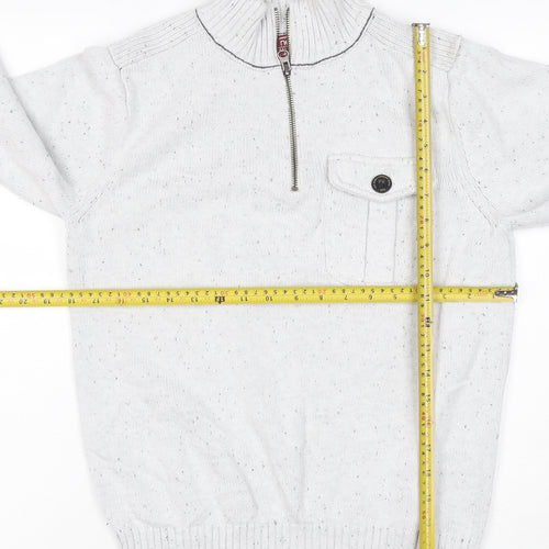 Next Men’s Ivory S 1/2 Zip High Neck Knit Jumper Pocket