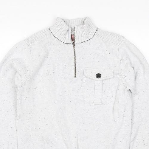 Next Men’s Ivory S 1/2 Zip High Neck Knit Jumper Pocket
