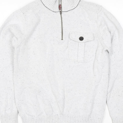 Next Men’s Ivory S 1/2 Zip High Neck Knit Jumper Pocket