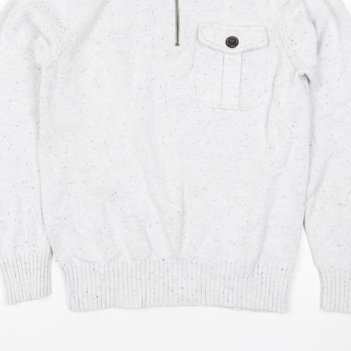 Next Men’s Ivory S 1/2 Zip High Neck Knit Jumper Pocket