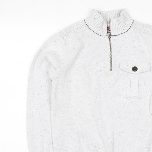 Next Men’s Ivory S 1/2 Zip High Neck Knit Jumper Pocket