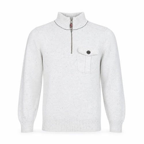 Next Men’s Ivory S 1/2 Zip High Neck Knit Jumper Pocket