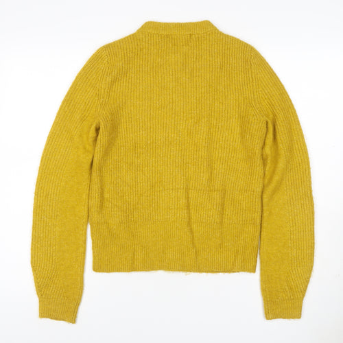 Marks and Spencer Women Yellow UK 8 Button Cardigan Rib Knit Wool Blend