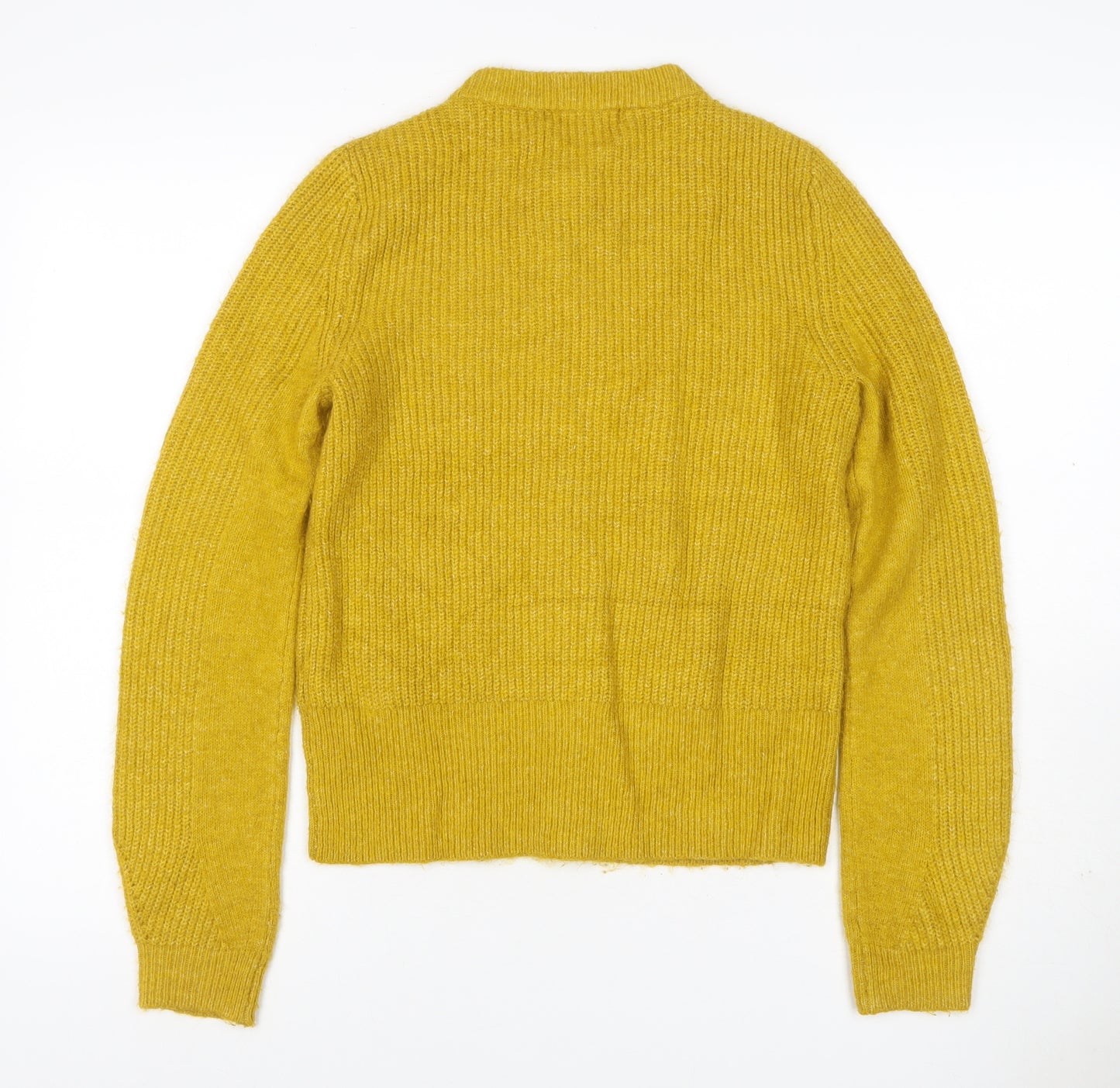 Marks and Spencer Women Yellow UK 8 Button Cardigan Rib Knit Wool Blend