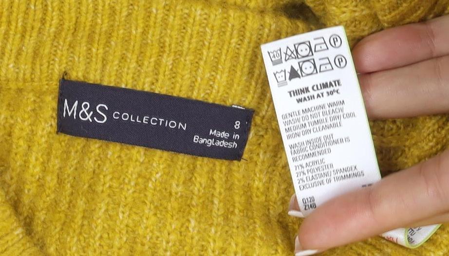 Marks and Spencer Women Yellow UK 8 Button Cardigan Rib Knit Wool Blend