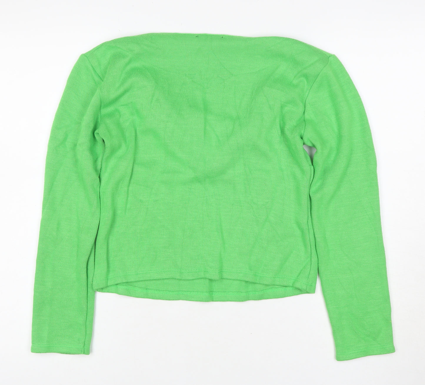 Zara Women Green M Lightweight Open Cowl Neck Knit Cardigan