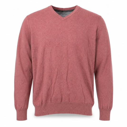 Rocha John Rocha Men’s Red Cotton V-Neck Pullover Jumper Size L