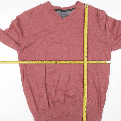 Rocha John Rocha Men’s Red Cotton V-Neck Pullover Jumper Size L