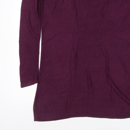 Bonmarché Women Purple M Knit Jumper Dress Pearl Shoulder Long Sleeve