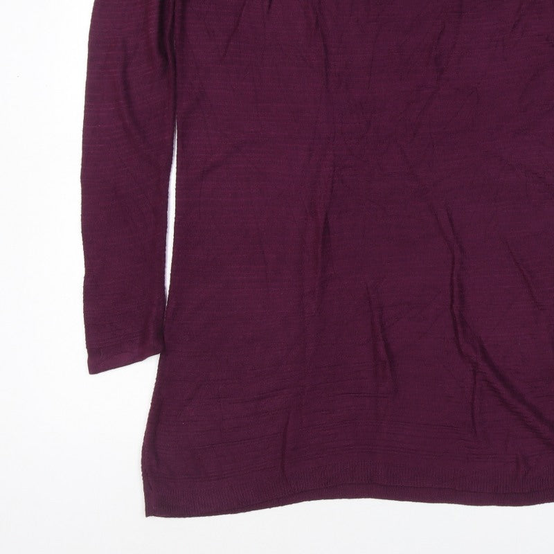 Bonmarché Women Purple M Knit Jumper Dress Pearl Shoulder Long Sleeve