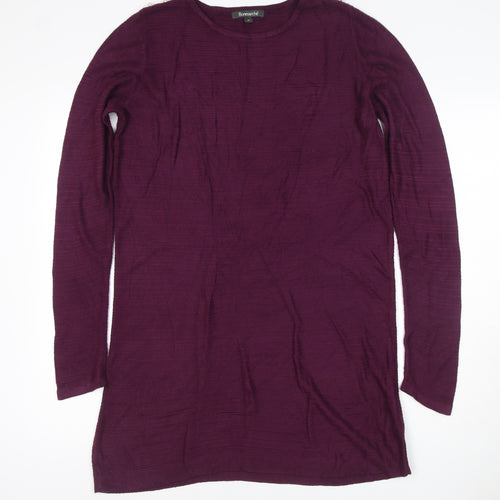 Bonmarché Women Purple M Knit Jumper Dress Pearl Shoulder Long Sleeve
