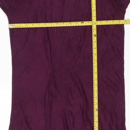Bonmarché Women Purple M Knit Jumper Dress Pearl Shoulder Long Sleeve