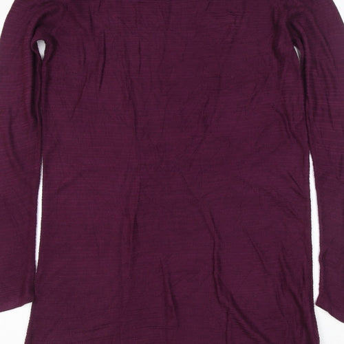Bonmarché Women Purple M Knit Jumper Dress Pearl Shoulder Long Sleeve