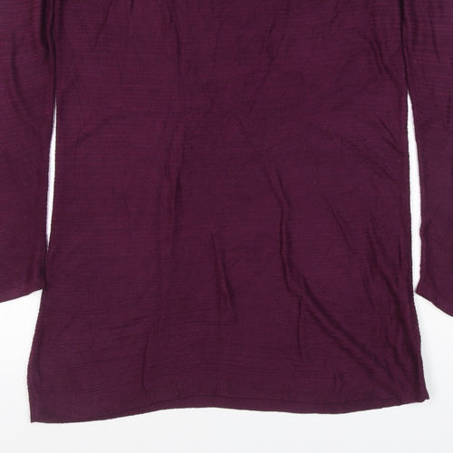 Bonmarché Women Purple M Knit Jumper Dress Pearl Shoulder Long Sleeve