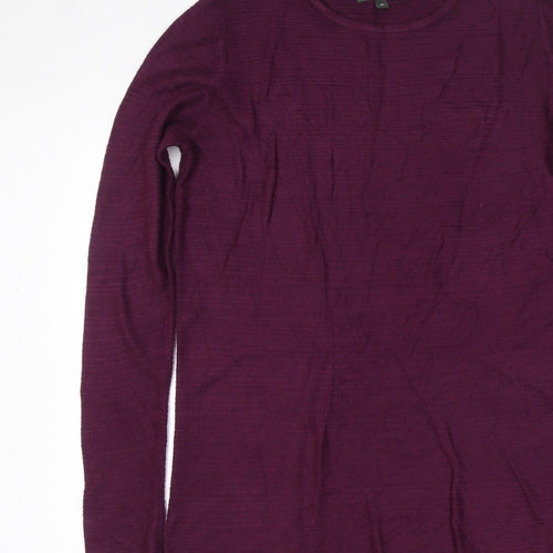 Bonmarché Women Purple M Knit Jumper Dress Pearl Shoulder Long Sleeve
