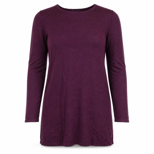 Front view of Bonmarché Women Purple M Knit Jumper Dress Pearl Shoulder Long Sleeve