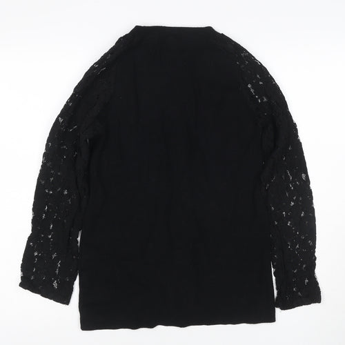 Apricot Women’s Black UK 14 Lace Sleeve Mock Neck Knit Tunic Jumper