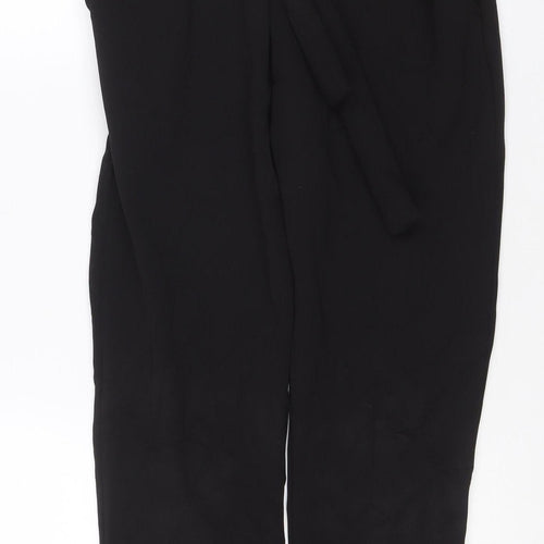 Misspap Women Black UK 8 Paperbag Tie Belt Straight Trousers