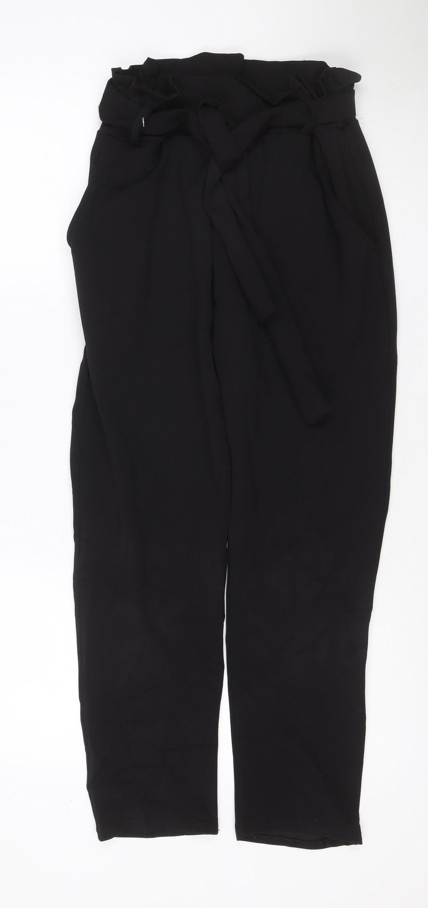Misspap Women Black UK 8 Paperbag Tie Belt Straight Trousers