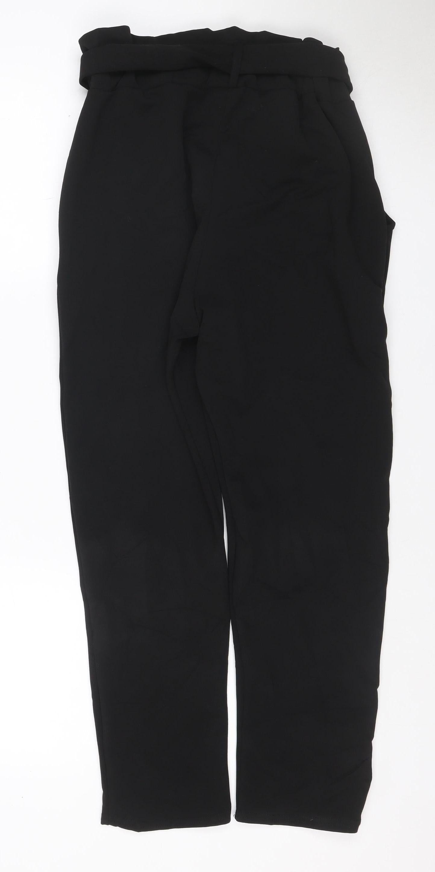 Misspap Women Black UK 8 Paperbag Tie Belt Straight Trousers