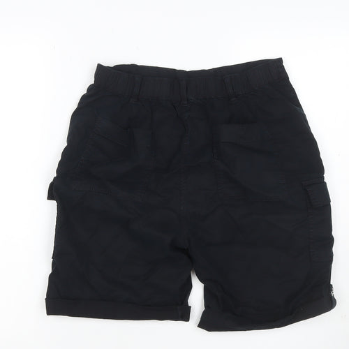 M&S Women’s Black UK 8 Cargo Shorts Cuffed Stretch Pockets