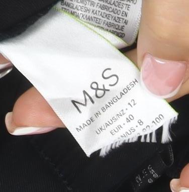 M&S Women’s Black UK 8 Cargo Shorts Cuffed Stretch Pockets