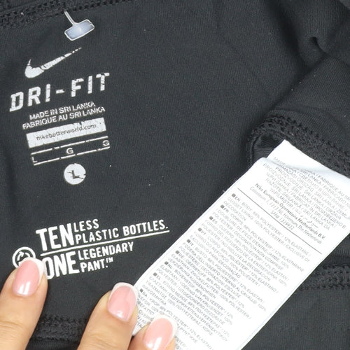 Nike Women Black L Dri-FIT Athletic Skinny Leggings Gym Running Yoga