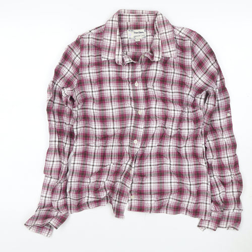 Peter Storm Women Pink Check Cotton Button-Up Shirt Size 12 Long Sleeve