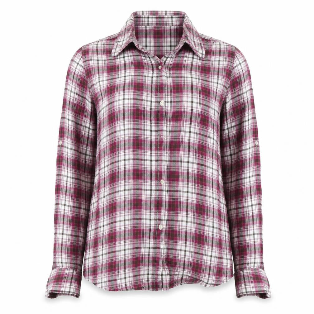 Peter Storm Women Pink Check Cotton Button-Up Shirt Size 12 Long Sleeve