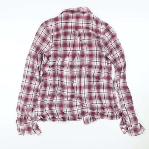 Peter Storm Women Pink Check Cotton Button-Up Shirt Size 12 Long Sleeve